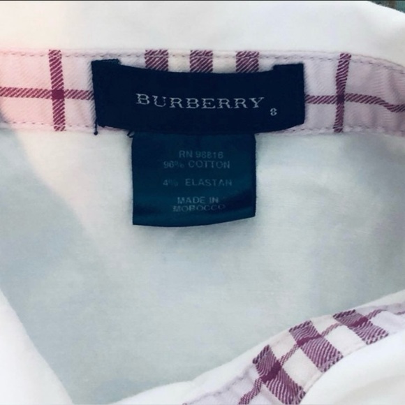 Burberry Girl Authentic White Button-Up Shirt with Plaid Cuffs 8Y - Picture 4 of 10